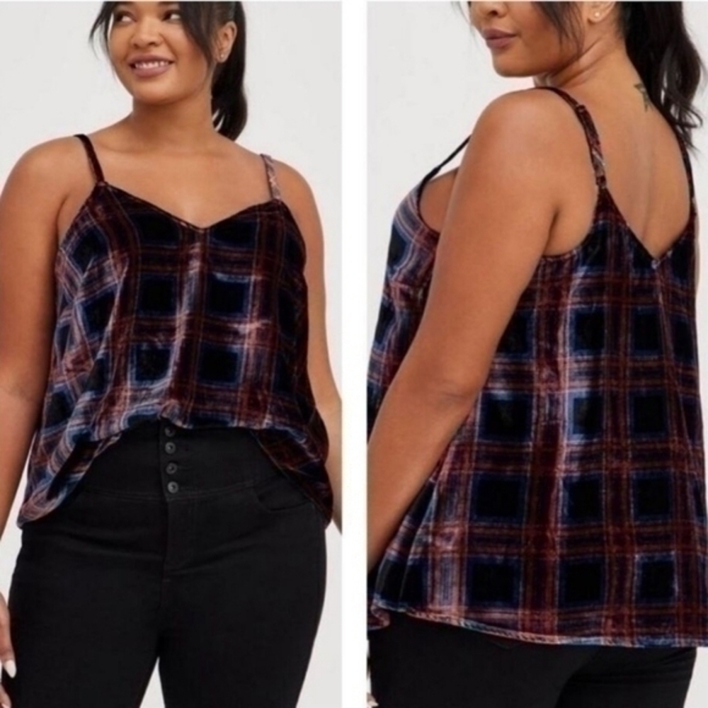💥NWT💥 TORRID PLAID VELVET TANK SZ 2X